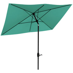 HAOYYE Rectangular Market Umbrella Outdoor Teal Patio Table Umbrella with Crank and Tilt UV50+ Waterproof Shade for Garden Pool Deck Backyard