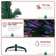 HAOYYE 6ft Christmas Tree with Fiber Optic Top and Stars, PVC Material, 230 Branches, Green, LED Lights, Easy Setup for Holiday Decorations, Durable and Realistic Design for Festive Atmosphere