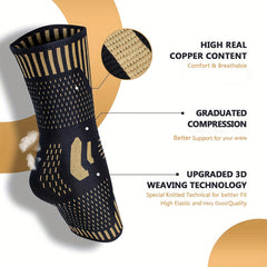 HAOYYE Copper Ankle Brace Compression Sleeve for Injury Recovery and Joint Pain Relief, Plantar Fasciitis Foot Support Socks for Swelling, Sprains, Arch Support, Tendonitis, Sports, and Daily Wear
