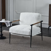 HAOYYE Leisure chair lounge chair velvet White color Sturdy Space-Saving Heavy Duty Modern Design Adults Dorm Room Easy Assembly Bedroom Furniture