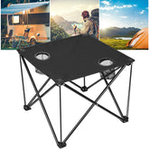 HAOYYE Compact Foldable Outdoor Side Table With No-Tool Setup, Water-Resistant 600D Polyester Fabric, Heavy Duty Steel X-Frame Supporting Up To 44 Lbs, Includes Carry Bag And Dual Drink Holders, Ideal For Camping, BBQ, Fishing, Backyard