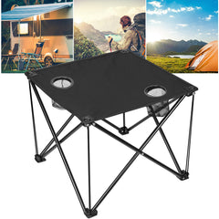 HAOYYE Compact Foldable Outdoor Side Table With No-Tool Setup, Water-Resistant 600D Polyester Fabric, Heavy Duty Steel X-Frame Supporting Up To 44 Lbs, Includes Carry Bag And Dual Drink Holders, Ideal For Camping, BBQ, Fishing, Backyard