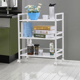 HAOYYE Widen 3-Tier Multi-Functional Storage Cart, Ivory White, Soft Cozy Warm Flannel Fleece Home Decor, Luxury Comfortable Unique Design, Premium Quality Decorative Storage Solution for Living Room, Bedroom, or Kitchen, Stylish and Versatile Cart
