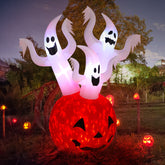 HAOYYE Halloween Inflatable Pumpkin Ghost White Outdoor Decoration with LED Lights Scary Blow Up Yard Prop for Holiday Party Lawn Garden Patio Indoor Outdoor Use Durable and Easy Setup
