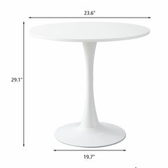 HAOYYE White Round Table, Modern Dining Table, MDF Top and Steel Base Tulip Round Kitchen Table, Mid Century Coffee Table for Living Room 24 Inch,Thanksgiving,Black Friday, Cyber Monday, Christmas Gifts