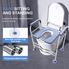 HAOYYE Raised Toilet Stool With Handle, Adjustable Height For Comfort And Safety, Supports Up To 400 LBS, Equipped With Bottom Suction Cups For Stability, Smooth And Firm Design, Ideal For Elderly, Pregnant, And Disabled Users, Fits Many Toilet