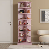 HAOYYE New 360 pink rotating shoe cabinet with 7 layers can accommodate up to 28 Paris shoes Sturdy Space-Saving Heavy Duty Modern Design Adults Dorm Room Easy Assembly Bedroom Furniture