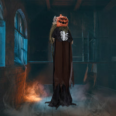 HAOYYE 5.6FT Inflatable Halloween Ghost Decoration with Pumpkin Head, Life-Size Animatronic Sound-Activated Halloween Yard Decor, Scary Haunted House Props for Garden, Lawn, Party, Outdoor Halloween Display