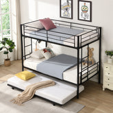 HAOYYE Over Twin Bunk Bed Frame with Trundle,Metal Bunkbed with Sturdy Guard Rail and 2 sideLadders for /Adults,Can be Divided Into Two Beds, No Box Spring Needed, Noise Free for Dorm,Black Space-Saving