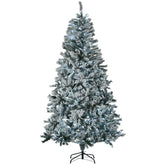 HAOYYE 7.5' Flocked Artificial Christmas Tree with Cold White LED Lights Sturdy Space-Saving Heavy Duty Modern Design Adults Dorm Room Easy Assembly Bedroom Furniture