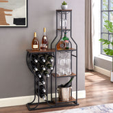 HAOYYE 11 Bottle Wine Bakers Rack, 5 Tier Freestanding Wine Rack with Hanging Wine Glass Holder and Storage Shelves, Wine Storage Home Bar for Liquor and Wine Storagefor Kitchen, Dining Room Sturdy