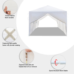 HAOYYE 10x30ft Outdoor Party Tent Waterproof PE Canopy with 8 Side Panels and 2 Doors Spiral Tube Iron Frame for Wedding Market Event Backyard
