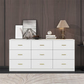 HAOYYE Modern White 9-Drawer Dresser, Spacious Storage Chest Of Drawers With Wide Drawers, Heavy Duty Bedroom Storage Cabinet, Sturdy Space-Saving Design For Dorm Room Or Bedroom, Easy Assembly