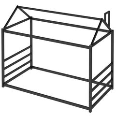 HAOYYE House Platform Bed with Roof and Chimney Design,Black Sturdy Space-Saving Heavy Duty Modern Design Easy Assembly Durable Stylish Home Furniture Versatile