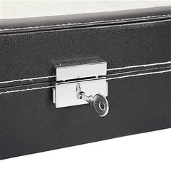 HAOYYE 24 Compartments Top-Level Opening Style Leather Watch Collection Box, Black Soft Cozy Warm Flannel Fleece Home Decor, Luxury Comfortable Unique Design, Premium Quality Decorative Storage Box for Watches, Jewelry, and Accessories