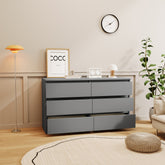 HAOYYE Gray 6-Drawer Dresser Chest, Sturdy Modern Storage Organizer With Space-Saving Design, Heavy Duty Construction, Easy Assembly For Bedroom And Dorm Room Furniture