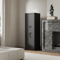 Haoyye Large Gun Safe Cabinet With 3 Pistol Pouches, Heavy Duty Biometric Fingerprint Lock, Rifle Gun Safe With Adjustable Stand, Detachable Structure For Rifles And Shotguns, Secure Gun Money Storage Cabinet