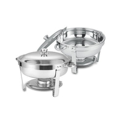 Haoyye Round Buffet Catering Dish Set of 2, 5QT Stainless Steel Chafing Dishes with Lids, Food and Water Pans, Fuel Holders, Warming and Chilling Function for Parties, Weddings, Events, Camping, Home or Outdoor Use