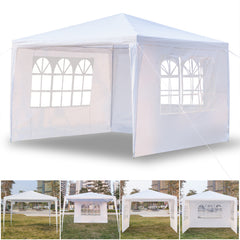 HAOYYE Outdoor Waterproof Tent 3x3m Pop Up Canopy with 3 Sidewalls Portable Folding Tent with Spiral Tubes for Backyard Wedding Party Event Sun Shade Shelter