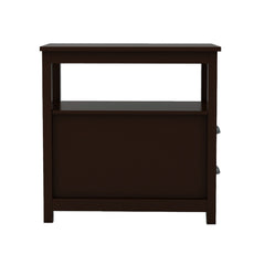 HAOYYE Narrow End Table Nightstand with Two Drawers and Open Shelf, Brown, Sturdy Space-Saving Design, Heavy Duty Construction, Easy Assembly, Durable and Stylish Home Furniture, Versatile for Bedroom or Living Room