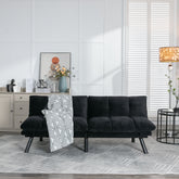 HAOYYE Black Convertible Folding Modern Sofa Bed, Sturdy Space-Saving Heavy Duty Design for Adults Dorm Room Easy Assembly Bedroom Furniture