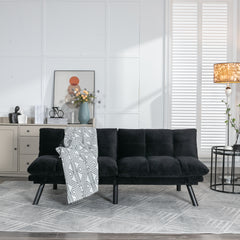 HAOYYE Black Convertible Folding Modern Sofa Bed, Sturdy Space-Saving Heavy Duty Design for Adults Dorm Room Easy Assembly Bedroom Furniture