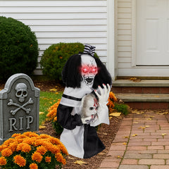 HAOYYE 1.8 FT Halloween Decoration Scary Clown Animatronic with Sound Activation, Creepy Voice Effects, Party Decor and Haunted House Prop for Indoor or Outdoor Table Yard Lawn, Spooky Horror Halloween Atmosphere