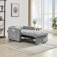 HAOYYE Three-in-One Sofa Bed Chair Grey Folding Adjustable Back Recliner Single Bed Comfortable Modern Sturdy Space-Saving Heavy Duty Design Adults Dorm Room