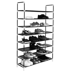 HAOYYE 8-Tier Shoe Rack, Ultra Large Capacity Non-Woven Fabric & Steel Shoe Organizer, Durable Space-Saving Storage Solution, Modern Stylish Design for Home Entryway, Versatile Use, Premium Quality Black