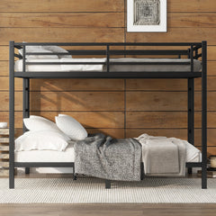 HAOYYE Metal Queen over Queen Bunk Bed for Teens and Adults,Space-Saving/Noise Reduced/No Box Spring Needed, Black Sturdy Heavy Duty Modern Design Dorm Room Easy Assembly Bedroom Furniture