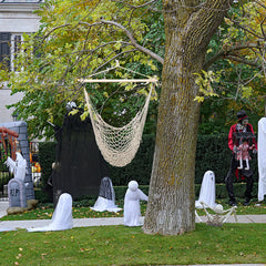 HAOYYE Hanging Rope Hammock Chair Swing for Porch Backyard or Camping Lightweight Cotton Air Sky Chair with Wooden Spreader Bar for Outdoor Relaxation Indoor Balcony Use