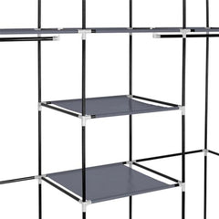 HAOYYE Portable Clothes Closet, Non-Woven Fabric Wardrobe with Double Rods, Durable and Space-Saving Organizer, Modern Design for Versatile Storage, Premium Quality, Stylish Gray Finish for Home Organization