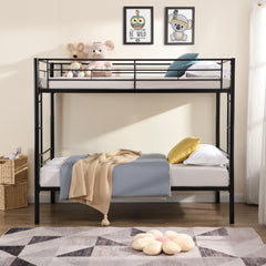 HAOYYE METAL BUNK BED BLACK Sturdy Space-Saving Heavy Duty Modern Design Adults Dorm Room Easy Assembly Bedroom Furniture