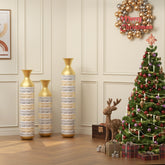 Haoyye Oversized Floor Vase Set of 3, Tall Metal Decorative Vases for Dried Flowers Pampas Grass or Twigs, Hollow Floral Design, Handcrafted Modern Vintage Style Vases for Living Room, Bedroom, Farmhouse, or Entryway Decor, Sturdy and Durable