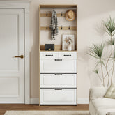 HAOYYE Oak Shoe Cabinet With 3 Doors And 2 Drawers, Large Storage Capacity With Hanger, Modern Sturdy Space-Saving Design For Bedrooms, Dorm Rooms, And Entryways, Heavy Duty And Easy To Assemble