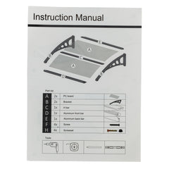 HAOYYE Black Door and Window Rain Cover Eaves Canopy, Durable ABS and Polycarbonate Construction with Aluminum Brackets, Easy to Install and Remove, Washable and Quick Dry, Perfect for Home Exterior Decoration and Weather Protection