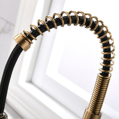 HAOYYE Commercial Brushed Nickel Kitchen Faucet with Pull Down Sprayer, Single Handle Single Lever Kitchen Sink Faucet with Deck Plate Sturdy Space-Saving Heavy Duty Modern Design Adults Dorm Room