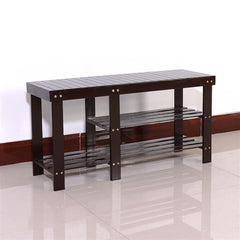 HAOYYE 90cm Strip Type Bamboo Stool Shoe Rack with Boots Compartment Coffee Sturdy Design Durable Multifunctional Modern Home Organizer Storage Solution Practical Stylish Space-Saving Organizer for Live