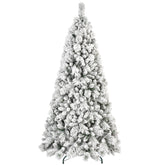 HAOYYE Artificial Flock Christmas Tree Featuring Fireproof PVC and Hard Needle Mixed Branch Tips, Hinged Foldable Base for Easy Assembly and Storage, Durable Thickened Hardware Pole for Stability and Strong Bearing Capacity, Perfect Indoor Holiday Decor