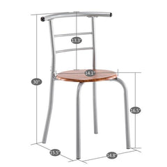 HAOYYE Brown Wood Grain PVC Breakfast Table Set with One Table and Two Chairs, Space-Saving Dining Table and Stool Set for Small Kitchen, Apartment, or Dining Room