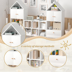 HAOYYE Versatile Bookshelf with House-Shaped Design, Multifunctional Storage Organizer for Books and Toys, Durable and Safe for Playroom or Bedroom, Easy to Assemble