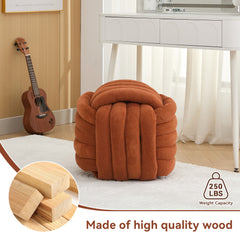 Haoyye Modern Chenille Fabric Knot Design Ottoman Makeup Stool Footstool, Comfortable and Stylish Seat, Perfect for Living Room and Bedroom, Space-Saving Heavy Duty Construction, Durable Furniture for Adults Dorm Room
