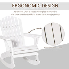 HAOYYE White Outdoor Rocking Chair Made from Solid Weather-Resistant Fir Wood with Painted Finish, Ergonomic Wide Seat and Fan-Shape Backrest, Slatted Design for Quick Drainage, Perfect for Porch Balcony Backyard Relaxation