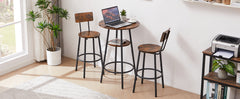HAOYYE Round Bar Stool Set with Shelves, Stool with Backrest Sturdy Space-Saving Heavy Duty Design, Easy Assembly for Dorm Rooms, Bedrooms, and Modern Living Spaces