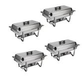 Haoyye Buffet Catering Dish Set of 4, 9QT Stainless Steel Chafing Dishes with Lids, Water and Food Pans, Fuel Holders and Foldable Frames, Heavy Duty Warmers for Home, Outdoor Events, Parties, Weddings, or Holiday Gatherings, Stackable and Easy to Clean