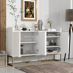 HAOYYE Modern Sideboard Elegant Buffet Cabinet with Large Storage Space for Dining Room, Entryway (White) Sturdy Space-Saving Heavy Duty Modern Design Adults Dorm Room Easy Assembly