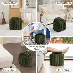 Haoyye Modern Chenille Fabric Knot Design Ottoman Makeup Stool Footstool, Comfortable and Stylish Seat, Perfect for Living Room and Bedroom, Space-Saving Heavy Duty Construction, Durable Furniture for Adults Dorm Room