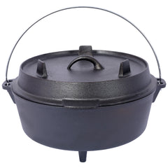 HAOYYE pre-Seasoned Cast Iron Dutch Oven With Skillet Lid, Outdoor Camping Deep Pot for Camping Fireplace Cooking BBQ Baking Campfire, Leg Base, 4.5 Quart Sturdy Space-Saving Heavy Duty Modern Design