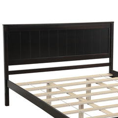 HAOYYE Platform Bed Frame with Headboard, Wood Slat Support, No Box Spring Needed, Queen,Espresso(OLD SKU:WF191420AAP) Sturdy Space-Saving Heavy Duty Modern Design Adults Dorm Room Easy Assembly