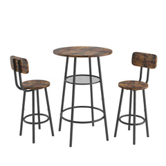 HAOYYE Bar table, equipped with 2 bar stools , with backrest and partition Sturdy Space-Saving Heavy Duty Modern Design Easy Assembly Durable Stylish Home Furniture Versatile